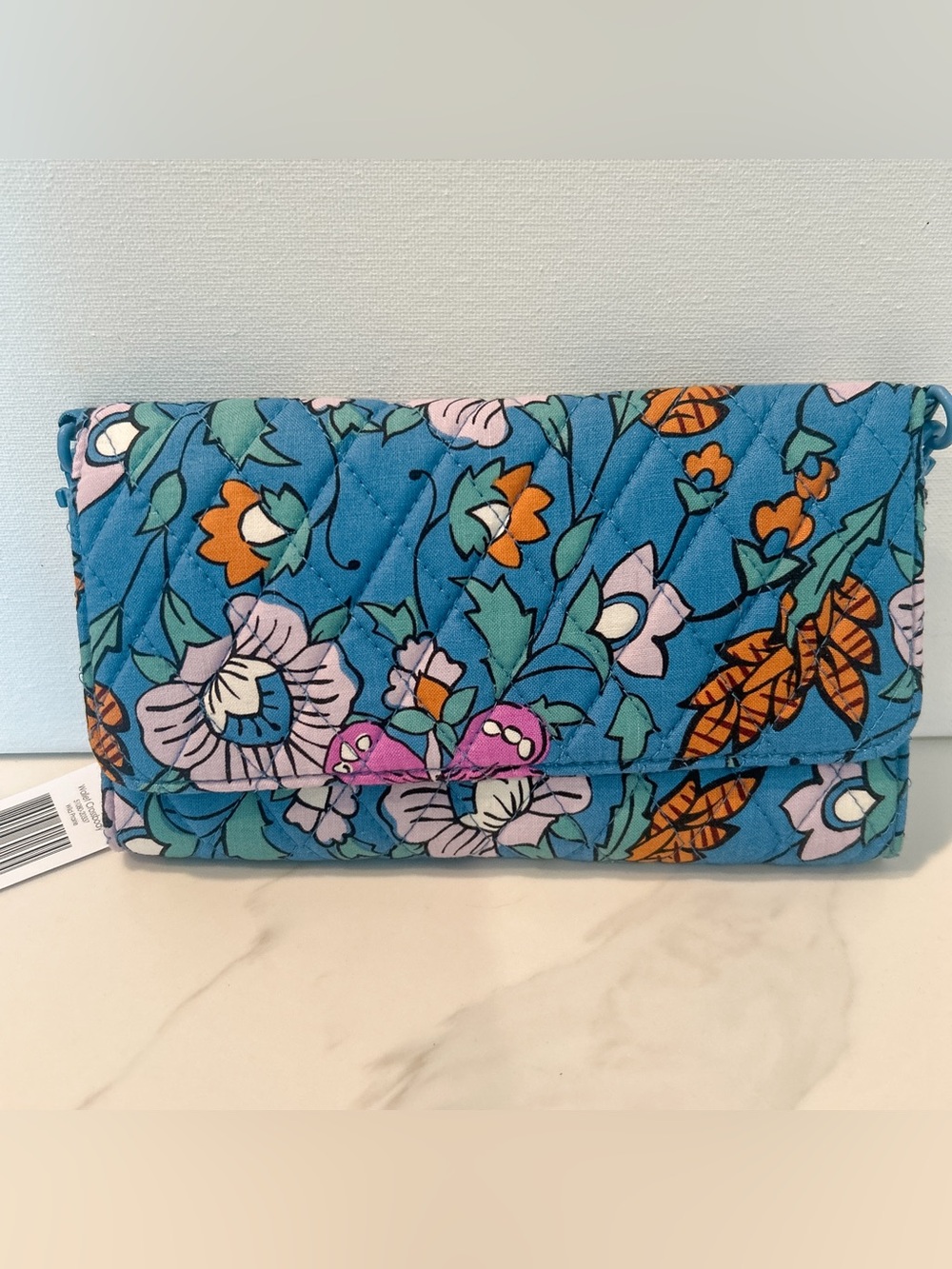 Vera Bradley Teal Floral Quilted Clutch Wallet